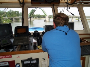 Going under a draw bridge on the ICW.