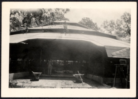 The barn under construction in the late 1940s.
