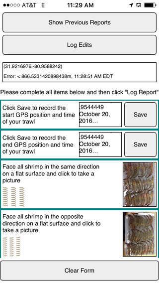 A sample screen shot of the black gill smartphone application.